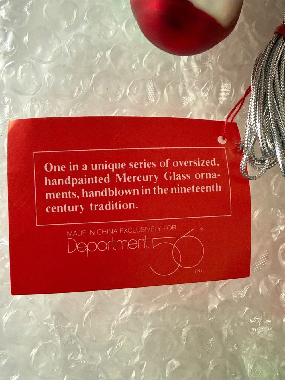 Mercury Glass Red, White & Green Candy Cane Ornament